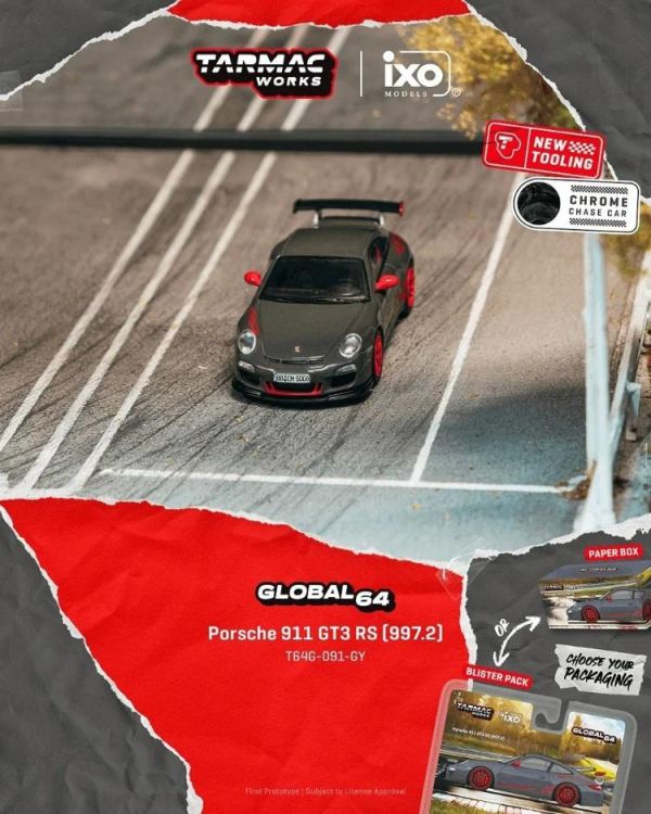 (預購) [吊卡版] TARMAC WORKS 1/64 保時捷 GLOBAL64 Porsche 911 GT3 RS (997.2) Grey T64G-091-GY 20260426 [吊卡版] TARMAC WORKS 1/64 保時捷 GLOBAL64 Porsche 911 GT3 RS (997.2) Grey T64G-091-GY