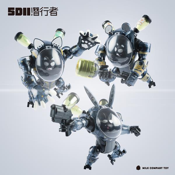 牛奶玩具 5D2 Mech Series 貓咪機甲＆兔子機甲＆黑熊機甲 黑透版 組裝模型 分別販售 牛奶玩具 5D2 Mech Series 貓咪機甲＆兔子機甲＆黑熊機甲 黑透版 組裝模型 分別販售