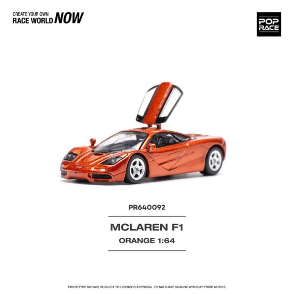 POP RACE 1/64 麥拉倫 McLAREN F1 橘色 PR640092 POP RACE 1/64 麥拉倫 McLAREN F1 橘色 PR640092