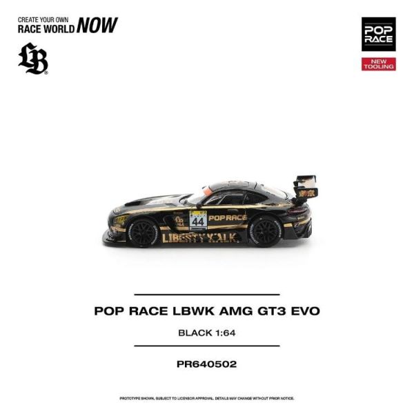 (預購) POP RACE 1/64 三菱 POP RACE LBWK AMG GT3 EVO - BLACK PR640502 20260729 POP RACE 1/64 三菱 POP RACE LBWK AMG GT3 EVO - BLACK PR640502