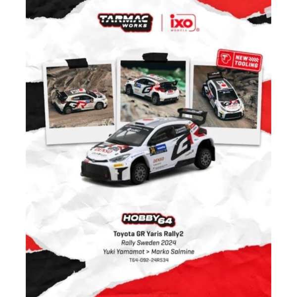 (預購) TARMAC WORKS 1/64 豐田 HOBBY64 Toyota GR Yaris Rally2 Rally Sweden 2024 T64-092-24RS34 20260511 TARMAC WORKS 1/64 豐田 HOBBY64 Toyota GR Yaris Rally2 Rally Sweden 2024 T64-092-24RS34