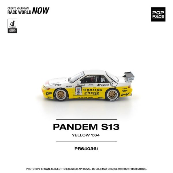(預購) POP RACE 1/64 日產 Nissan PANDEM SILVIA S13 2020 D1 LIGHTS YELLOW/WHITE (預購) POP RACE 1/64 日產 Nissan PANDEM SILVIA S13 2020 D1 LIGHTS YELLOW/WHITE