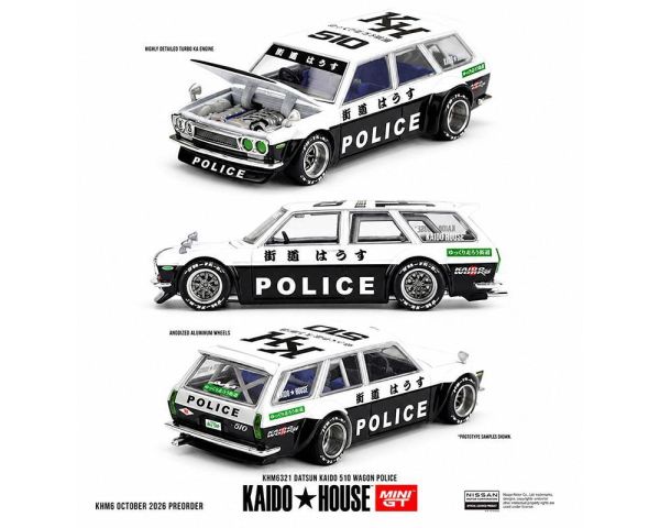 (預購) KAIDO HOUSE x MINIGT 達特桑 Datsun KAIDO 510 Wagon Police KHMG321 20261018 KAIDO HOUSE x MINIGT 達特桑 Datsun KAIDO 510 Wagon Police KHMG321