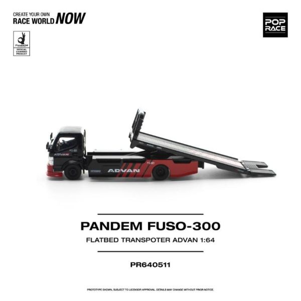 (預購) POP RACE 1/64 三菱 PANDEM FUSO 300 FLATBED TRANSPORTER ADVAN PR640511 20260521 POP RACE 1/64 三菱 PANDEM FUSO 300 FLATBED TRANSPORTER ADVAN PR640511