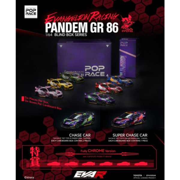 (預購) POP RACE × EVANGELION RACING 盲盒 1/64 新世紀福音戰士 PANDEM GR 86 聯名套組6入販售 20260124 POP RACE × EVANGELION RACING 盲盒 1/64 新世紀福音戰士 PANDEM GR 86 聯名套組6入販售