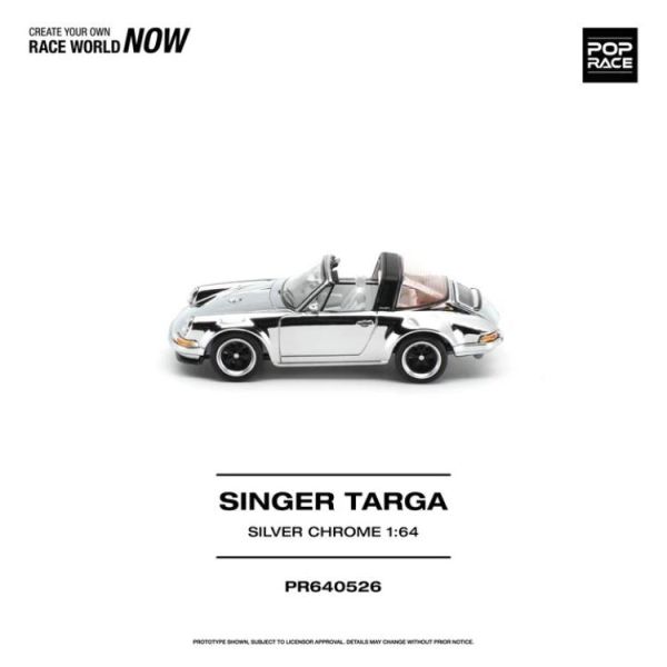 (預購) POP RACE 1/64 SINGER TARGA SILVER CHROME PR640526 20260805 POP RACE 1/64 SINGER TARGA SILVER CHROME PR640526
