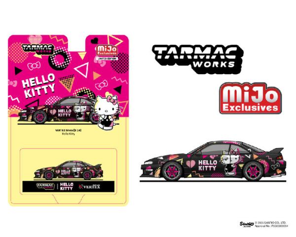 TARMAC WORKS × MiJo 1/64 日產 VERTEX Nissan Silvia S14 Sanrio Hello Kitty Black Chrome 獨家限定版 T64G-018-HK TARMAC WORKS × MiJo 1/64 日產 VERTEX Nissan Silvia S14 Sanrio Hello Kitty Black Chrome 獨家限定版 T64G-018-HK