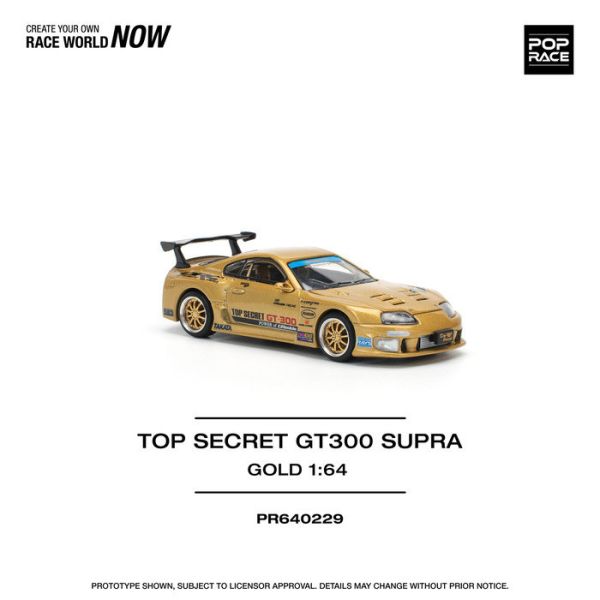 POP RACE 1/64 豐田 Toyota TOP SECRET GT300 SUPRA GOLD PR640229 POP RACE 1/64 豐田 Toyota TOP SECRET GT300 SUPRA GOLD PR640229