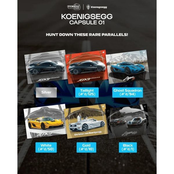 (預購) TARMAC CARDS 科尼賽克 Koenigsegg Capsule 01 一中盒5包入販售 TCP-KOE-01 20261004 TARMAC CARDS 科尼賽克 Koenigsegg Capsule 01 一中盒5包入販售 TCP-KOE-01