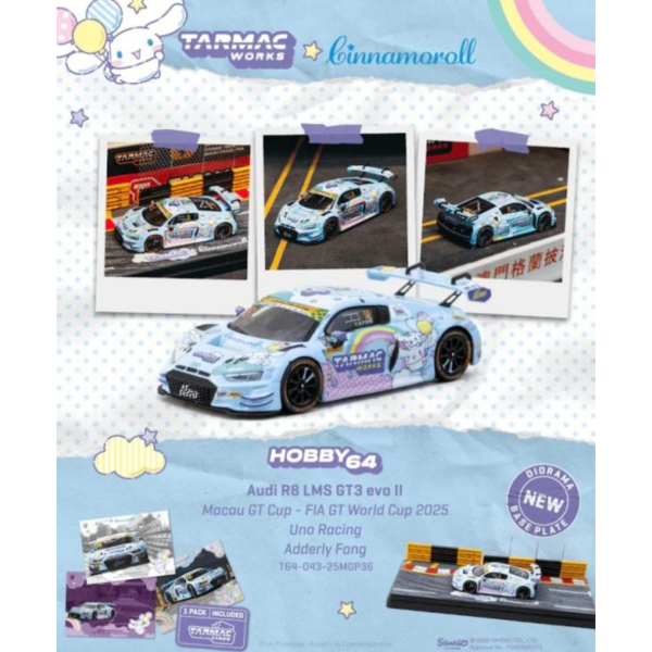 (預購) TARMAC WORKS 1/64 奧迪 HOBBY64 Audi R8 LMS GT3 evo II Macau GT Cup - FIA GT World Cup 2025 Uno Racing T64-043-25MGP36 20260511 TARMAC WORKS 1/64 奧迪 HOBBY64 Audi R8 LMS GT3 evo II Macau GT Cup - FIA GT World Cup 2025 Uno Racing T64-043-25MGP36