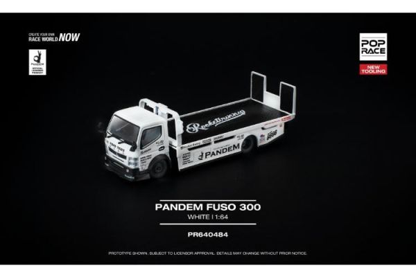 (預購) POP RACE 1/64 三菱 PANDEM FUSO 300 FLATBED TRANSPORTER - WHITE PR640484 20260312 POP RACE 1/64 三菱 PANDEM FUSO 300 FLATBED TRANSPORTER - WHITE PR640484