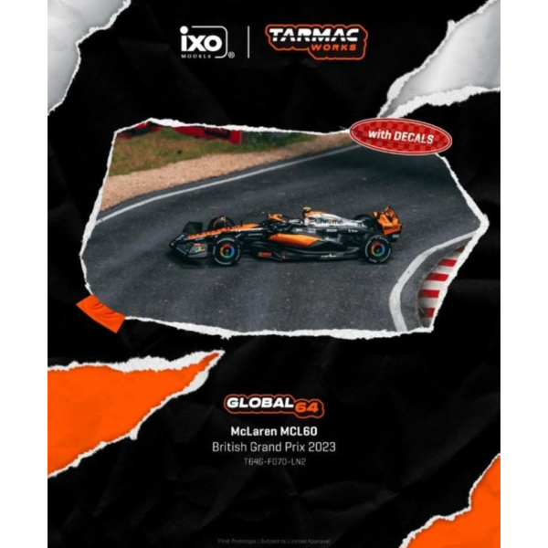TARMAC WORKS 1/64 麥拉倫 McLaren MCL60 British Grand Prix 2023 T64G-F070-LN2 TARMAC WORKS 1/64 麥拉倫 McLaren MCL60 British Grand Prix 2023 T64G-F070-LN2