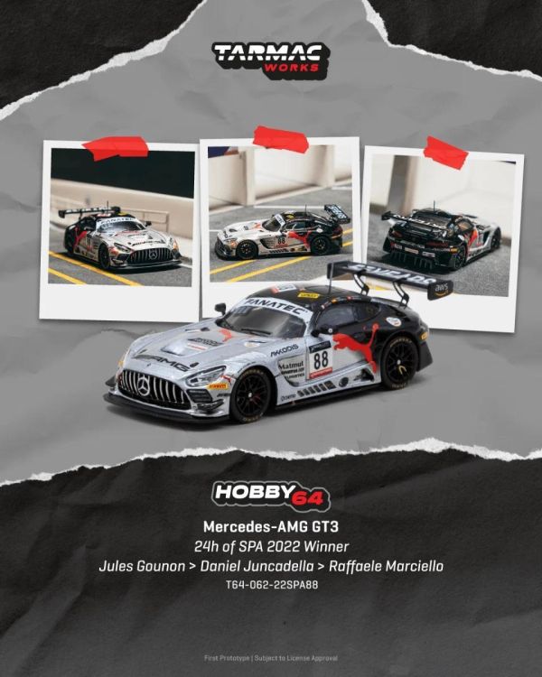(預購) TARMAC WORKS 1/64 賓士 HOBBY64 Mercedes-AMG GT3 24h of SPA 2022 Winner T64-062-22SPA88 20260906 TARMAC WORKS 1/64 賓士 HOBBY64 Mercedes-AMG GT3 24h of SPA 2022 Winner T64-062-22SPA88