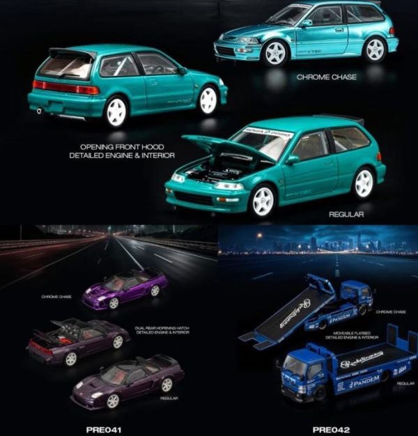 (預購) POP RACE × ENIGMA 1/64 CIVIC EF9 綠 / NSX-R GT 紫 / PANDEM FUSO 300 藍 分別販售 20261028 POP RACE × ENIGMA 1/64 CIVIC EF9 綠 / NSX-R GT 紫 / PANDEM FUSO 300 藍 分別販售