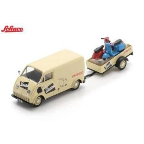 (預購) Schuco 1/43 1952 DKW Schnelllaster with trailer and 2x Vespa "Vespa Service" 43U00123 20260723 Schuco 1/43 1952 DKW Schnelllaster with trailer and 2x Vespa "Vespa Service" 43U00123