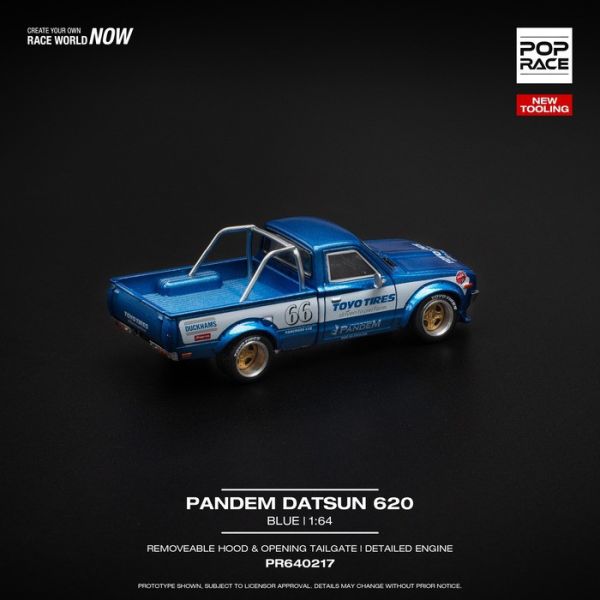POP RACE 1/64 日產 Datsun PANDEM DATSUN 620 BLUE NEW TOOLING PR640217 POP RACE 1/64 日產 Datsun PANDEM DATSUN 620 BLUE NEW TOOLING PR640217