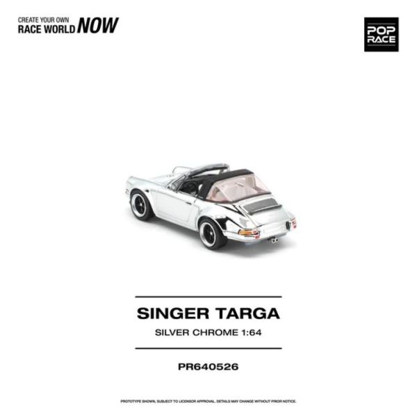 (預購) POP RACE 1/64 SINGER TARGA SILVER CHROME PR640526 20260805 POP RACE 1/64 SINGER TARGA SILVER CHROME PR640526