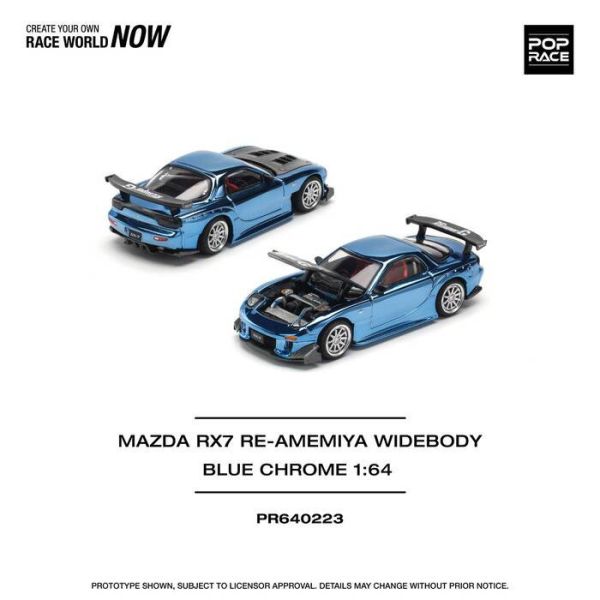 POP RACE 1/64 馬自達 MAZDA RX7 RE-AMEMIYA WIDEBODY BLUE CHROME PR640223 POP RACE 1/64 馬自達 MAZDA RX7 RE-AMEMIYA WIDEBODY BLUE CHROME PR640223