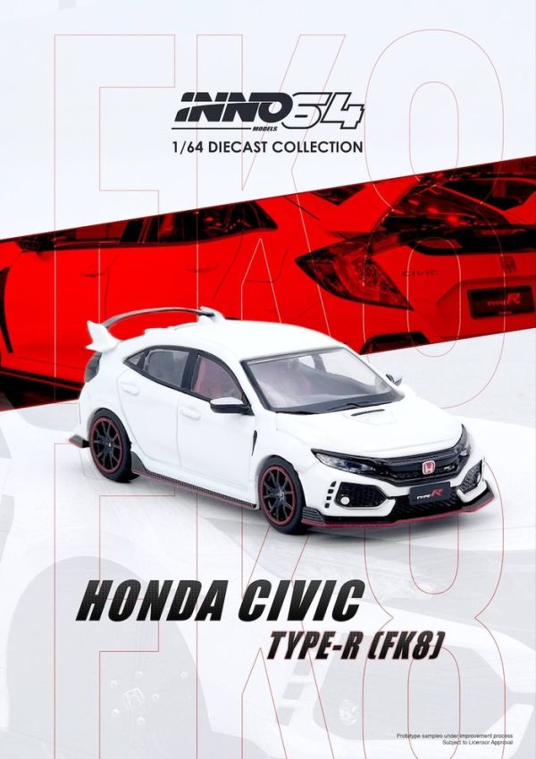 INNO64 1/64 本田 HONDA CIVIC TYPR-R (FK8) White IN64-FK8-WHI INNO64 1/64 本田 HONDA CIVIC TYPR-R (FK8) White IN64-FK8-WHI