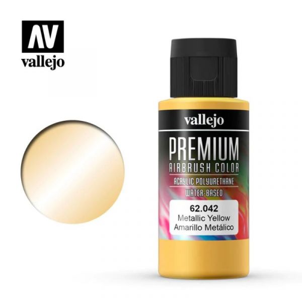 Acrylicos Vallejo 62042 高階色彩 Premium Color 金屬黃色 Metallic Yellow 60 ml. Acrylicos,Vallejo,62042,高階色彩,Premium,Color,金屬黃色,Metallic,Yellow,60 ml.