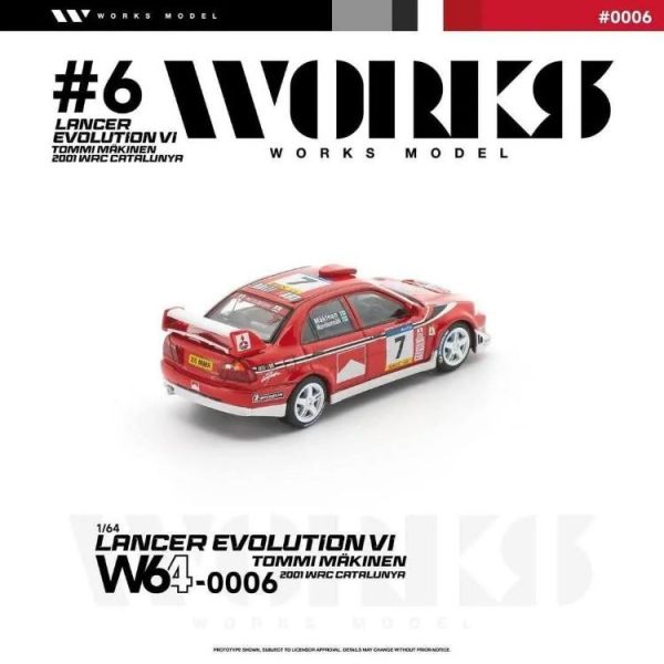 (預購) WORKS Model 1/64 三菱 MITSUBISHI LANCER EVOLUTION VI TOMMI MAKINEN 2001 WRC CATALUNYA W640006 20260524 WORKS Model 1/64 三菱 MITSUBISHI LANCER EVOLUTION VI TOMMI MAKINEN 2001 WRC CATALUNYA W640006