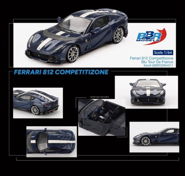BBR 1/64 法拉利 Ferrari 812 Competitizone Blu Tour De France BBRFER64011 BBR 1/64 法拉利 Ferrari 812 Competitizone Blu Tour De France BBRFER64011