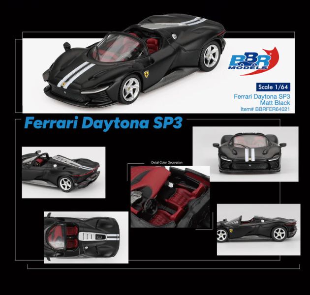 (預購) BBR 1/64 法拉利 Ferrari Daytona SP3 Matt Black BBRFER64021 (預購) BBR 1/64 法拉利 Ferrari Daytona SP3 Matt Black BBRFER64021
