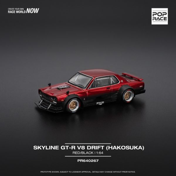 POP RACE 1/64 日產 Nissan SKYLINE GT-R V8 DRIFT (HAKOSUKA) - RED BLACK PR640267 POP RACE 1/64 日產 Nissan SKYLINE GT-R V8 DRIFT (HAKOSUKA) - RED BLACK PR640267