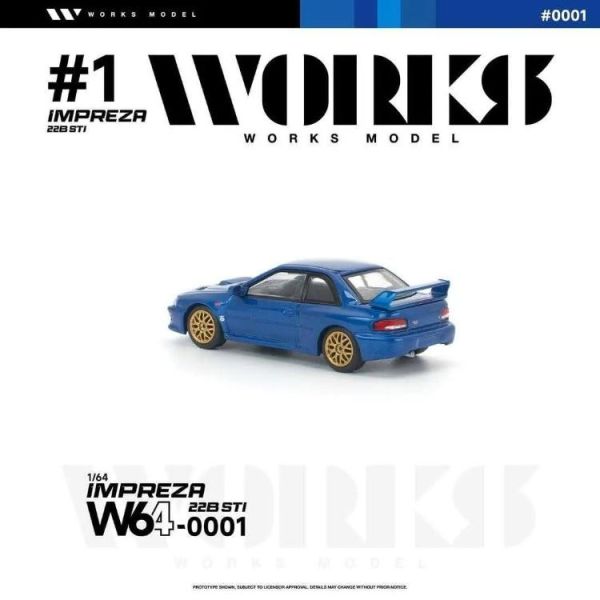 (預購) WORKS Model 1/64 速霸陸 SUBARU IMPREZA 22B STI BLUE W640001 20260524 WORKS Model 1/64 速霸陸 SUBARU IMPREZA 22B STI BLUE W640001