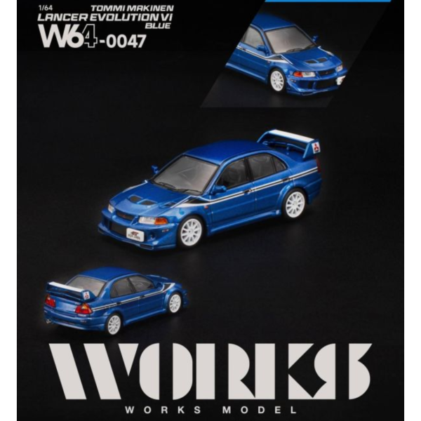 (預購) WORKS MODEL 1/64 三菱 MITSUBISHI LANCER EVOLUTION VI TOMMI MAKINEN BLUE W640047 20260830 WORKS MODEL 1/64 三菱 MITSUBISHI LANCER EVOLUTION VI TOMMI MAKINEN BLUE W640047