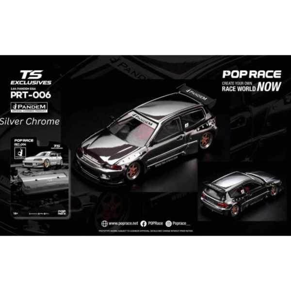 (預購) POP RACE 1/64 TOKYO STATION PANDEM EG6 SILVER CHROME PRT006 20260709 POP RACE 1/64 TOKYO STATION PANDEM EG6 SILVER CHROME PRT006