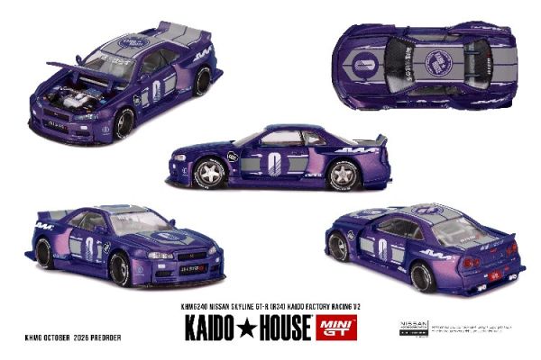 (預購) KaidoHouse x MINIGT 1/64 日產 Nissan Skyline GT-R (R34) KAIDO RACING FACTORY V2 KHMG240 20251023 KaidoHouse x MINIGT 1/64 日產 Nissan Skyline GT-R (R34) KAIDO RACING FACTORY V2 KHMG240