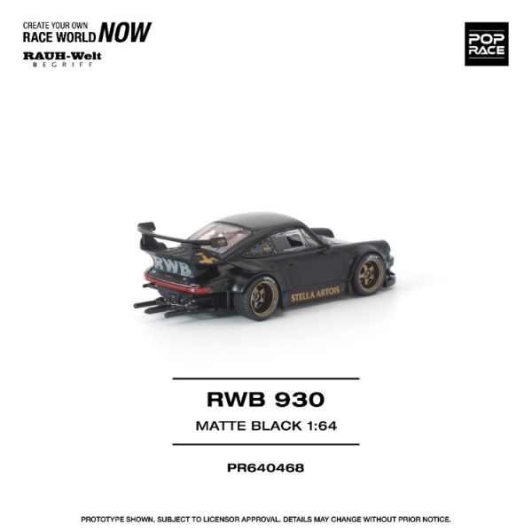 (預購) POP RACE 1/64 保時捷 Porsche 911 (930) RWB 930 MATTE BLACK "STELLA ARTOIS" 20260129 POP RACE 1/64 保時捷 Porsche 911 (930) RWB 930 MATTE BLACK "STELLA ARTOIS"