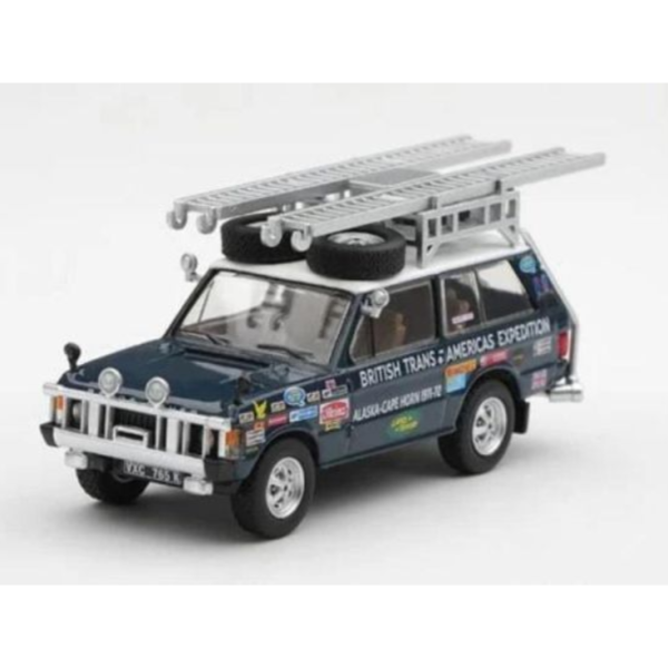 (預購) [吊卡版] MINIGT 1/64 荒原路華 Range Rover 1971 British Trans-Americas Expedition (VXC-765K) LHD MGT01364-BL 20260813 [吊卡版] MINIGT 1/64 荒原路華 Range Rover 1971 British Trans-Americas Expedition (VXC-765K) LHD MGT01364-BL
