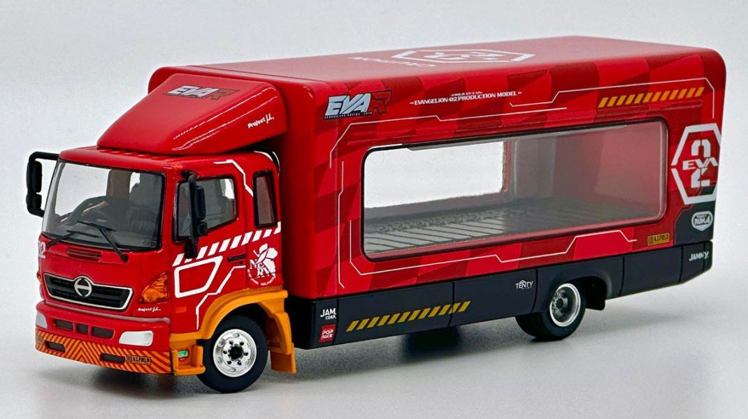 [即將到貨 請點貨到通知] POP RACE 1/64 EVA Racing Trans Porter HINO 500 運輸車 EVA-02 貳號機 POP RACE 1/64 EVA Racing Trans Porter HINO 500 運輸車 EVA-02 貳號機
