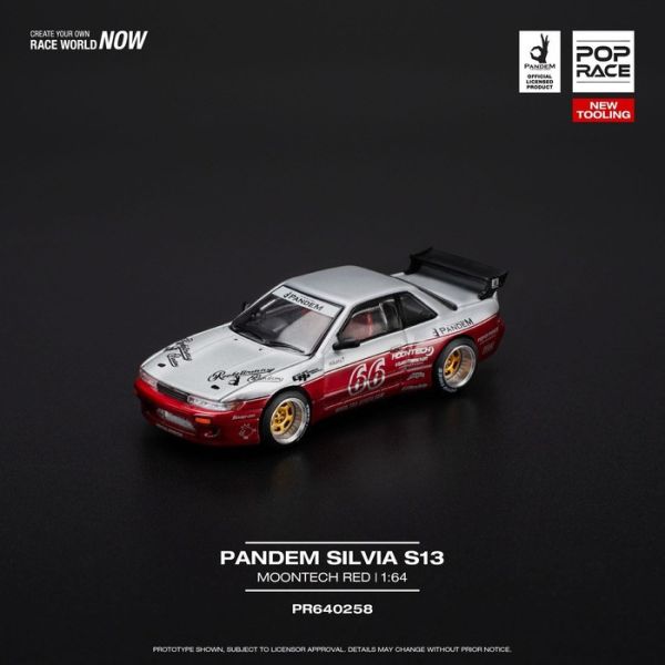 POP RACE 1/64 日產 Nissan PANDEM SILVIA S13 - MOONTECH RED PR640258 POP RACE 1/64 日產 Nissan PANDEM SILVIA S13 - MOONTECH RED PR640258