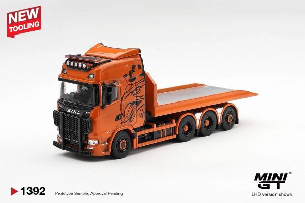 (預購) MINIGT 1/64 Scania 770S B8x4NA Hooklift Flatbed Orange｜LHD MGT01392-L / RHD MGT01392-R｜分別販售 20261008 MINIGT 1/64 Scania 770S B8x4NA Hooklift Flatbed Orange｜LHD MGT01392-L / RHD MGT01392-R｜分別販售