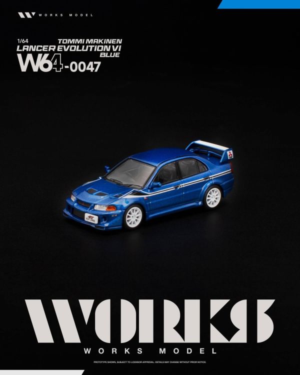 (預購) WORKS MODEL 1/64 三菱 MITSUBISHI LANCER EVOLUTION VI TOMMI MAKINEN BLUE W640047 20260830 WORKS MODEL 1/64 三菱 MITSUBISHI LANCER EVOLUTION VI TOMMI MAKINEN BLUE W640047