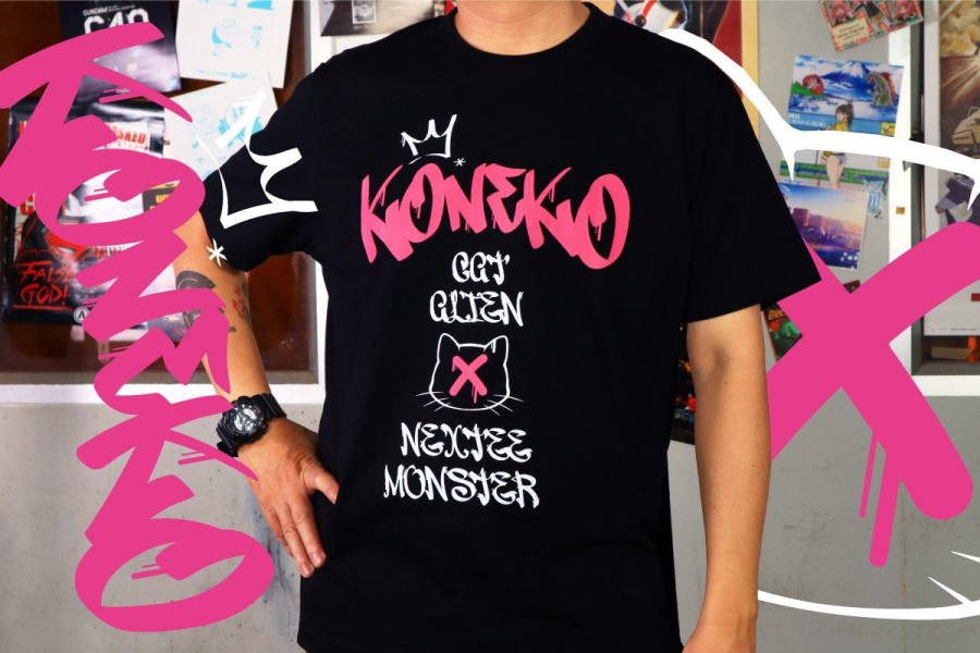 NEXTee KONEKO KONEKO塗鴉文字 短袖T恤 黑色 NEXTee KONEKO KONEKO塗鴉文字 短袖T恤 黑色