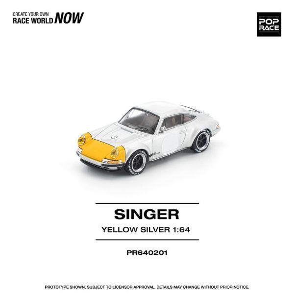 (預購) POP RACE 1/64 保時捷 Porsche SINGER YELLOW/SILVER (預購) POP RACE 1/64 保時捷 Porsche SINGER YELLOW/SILVER