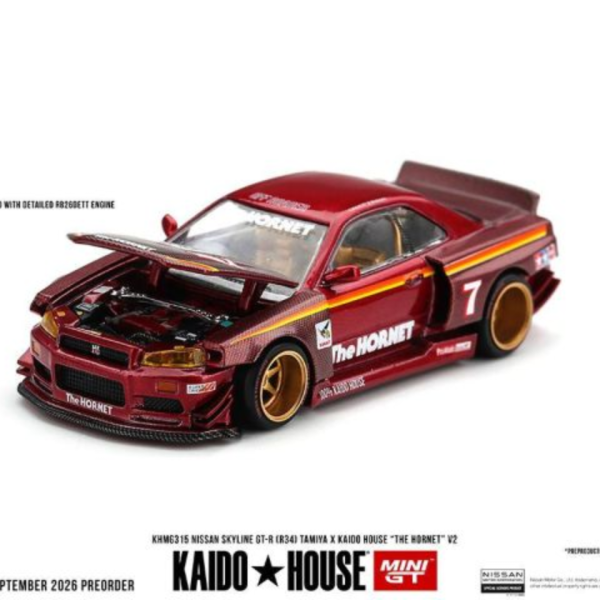 (預購) KAIDO HOUSE 1/64 日產 Nissan Skyline GT-R (R34) TAMIYA x KAIDO HOUSE "The Hornet" V2 KHMG315 20260917 KAIDO HOUSE 1/64 日產 Nissan Skyline GT-R (R34) TAMIYA x KAIDO HOUSE "The Hornet" V2 KHMG315