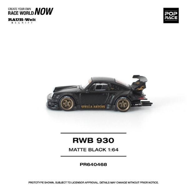 (預購) POP RACE 1/64 保時捷 Porsche 911 (930) RWB 930 MATTE BLACK "STELLA ARTOIS" 20260129 POP RACE 1/64 保時捷 Porsche 911 (930) RWB 930 MATTE BLACK "STELLA ARTOIS"