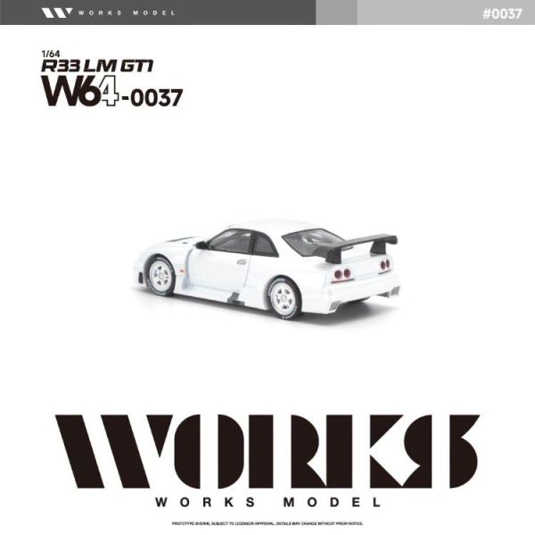 (預購) WORKS MODEL 1/64 R33 LM 1995 GT1 WHITE W640037 20260708 WORKS MODEL 1/64 R33 LM 1995 GT1 WHITE W640037