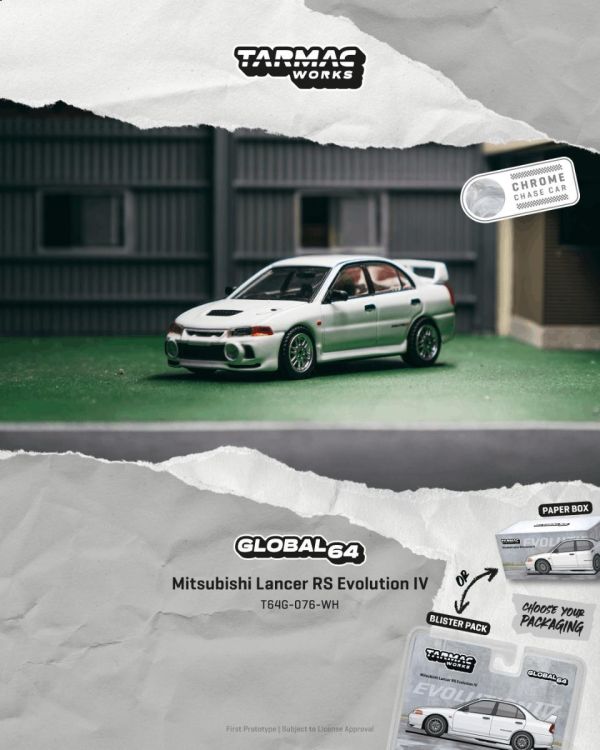 (預購) Tarmac Works 1/64 三菱 GLOBAL64 Mitsubishi Lancer RS Evolution IV White T64G-076-WH 20260824 Tarmac Works 1/64 三菱 GLOBAL64 Mitsubishi Lancer RS Evolution IV White T64G-076-WH
