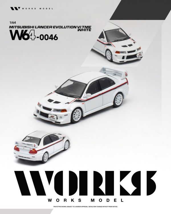 (預購) WORKS MODEL 1/64 三菱 MITSUBISHI LANCER EVOLUTION VI TOMMI MAKINEN WHITE W640046 20261011 WORKS MODEL 1/64 三菱 MITSUBISHI LANCER EVOLUTION VI TOMMI MAKINEN WHITE W640046