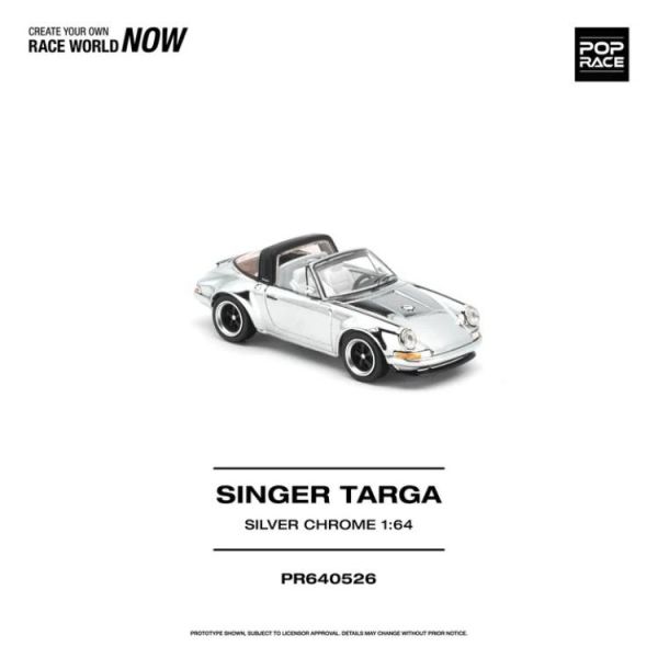 (預購) POP RACE 1/64 SINGER TARGA SILVER CHROME PR640526 20260805 POP RACE 1/64 SINGER TARGA SILVER CHROME PR640526