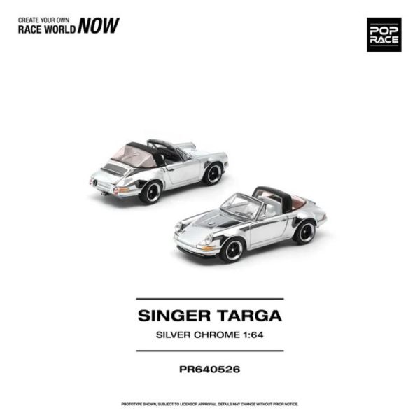 (預購) POP RACE 1/64 SINGER TARGA SILVER CHROME PR640526 20260805 POP RACE 1/64 SINGER TARGA SILVER CHROME PR640526