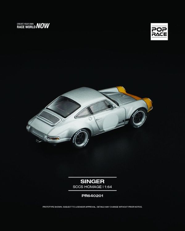 (預購) POP RACE 1/64 保時捷 Porsche SINGER YELLOW/SILVER (預購) POP RACE 1/64 保時捷 Porsche SINGER YELLOW/SILVER