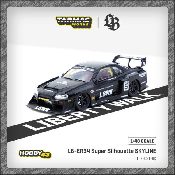 (預購) TARMAC WORKS 1/43 日產 LB-ER34 Super Silhouette SKYLINE Black T43-021-BK (預購) TARMAC WORKS 1/43 日產 LB-ER34 Super Silhouette SKYLINE Black T43-021-BK