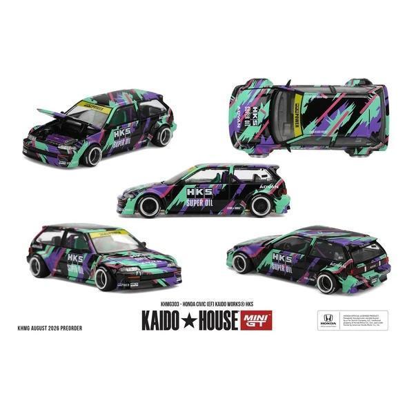 (預購) KAIDO HOUSE 1/64 本田 Honda Civic (EF) Kaido Works HKS KHMG303 20260820 KAIDO HOUSE 1/64 本田 Honda Civic (EF) Kaido Works HKS KHMG303
